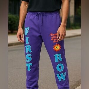 FIRST ROW "sunshine‎ makes the soul shine" men's Pants sweats joggers purple XXL